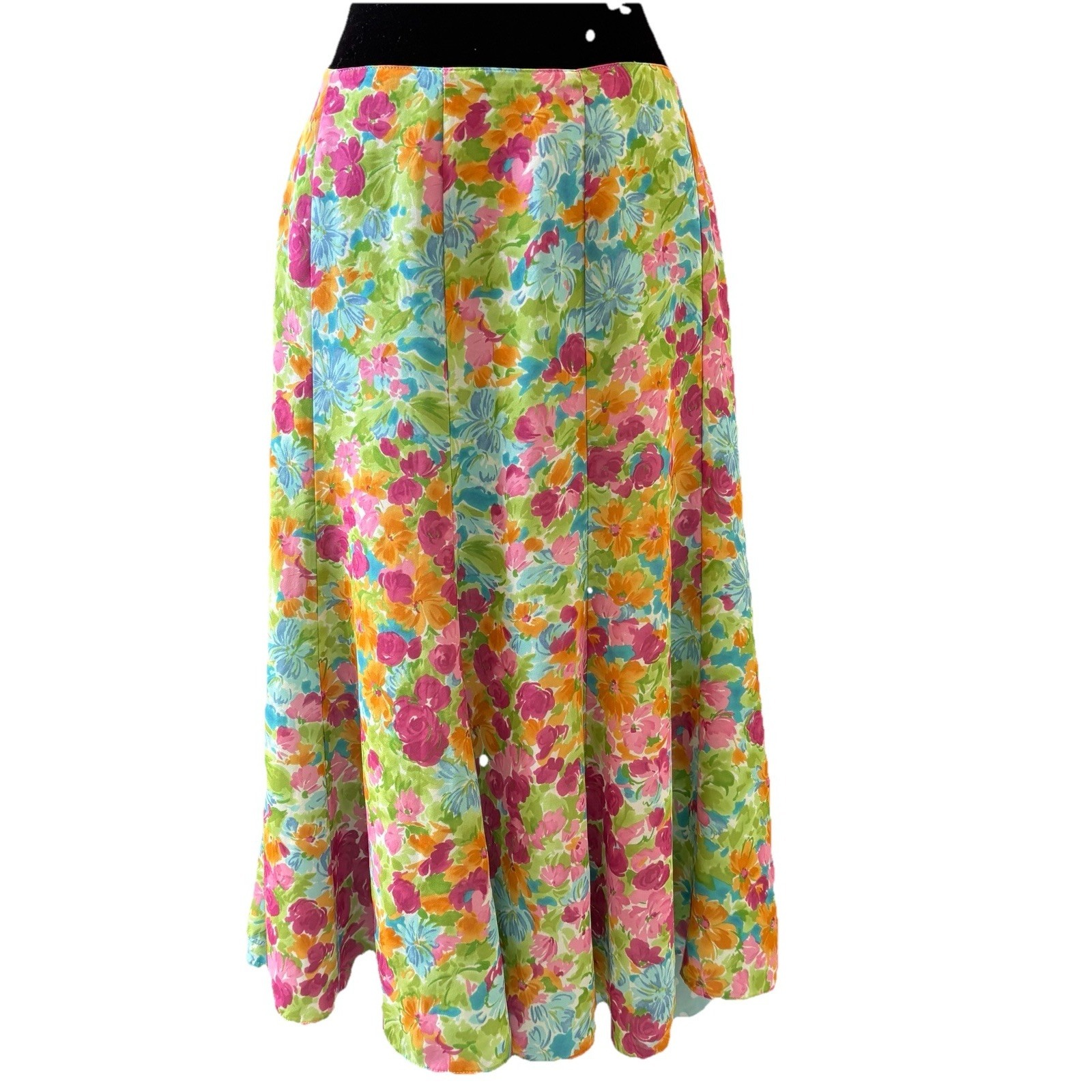 Emma James Floral A-Line Midi Skirt 12 Garden Fairy Festival Coachella Romantic